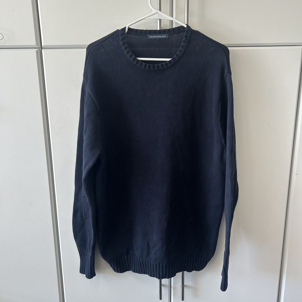 Brandy Melville Navy Blue Crewneck Oversized Shaker Knit Pullover Sweater OS